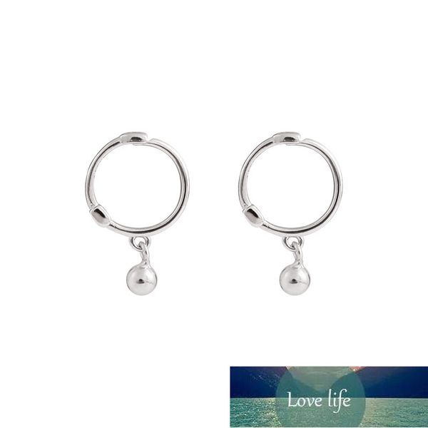 Orecchino a cerchio con sfera rotonda in argento sterling 925 per le donne Ragazze Festa di fidanzamento Gioielli Orecchini in argento Regali S-E1343