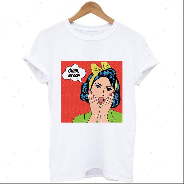 

fashion new cute modern girl print ladies round neck summer women comfortable t shirt ins student casual, White
