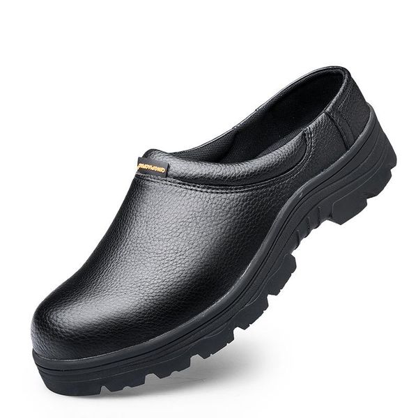 

boots large size mens casual steel toe caps work safety shoes summer breathable half shoe soft leather tooling security zapatos, Black