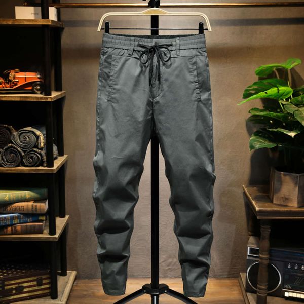 

spring and summer loose legged casual men's brand quick drying sportswear long pants elastic youth handsome fashion, Black