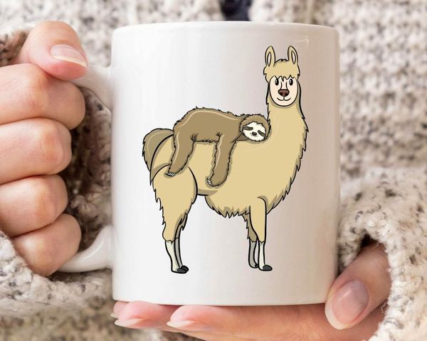 

mugs llama sloth mug funny animal coffee cup for lovers cute alpaca