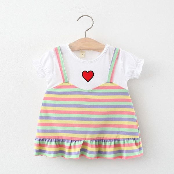 

girl's dresses 2021 girls striped fashion summer toddler baby suspender costumes born cute outfits casual clothing suit, Red;yellow