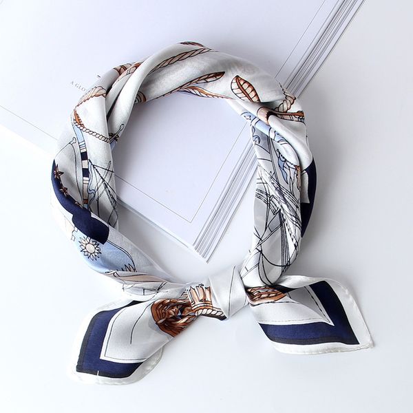 

silk small square mulberry versatile professional bib scarf women autumn and winter foreign style, Blue;gray
