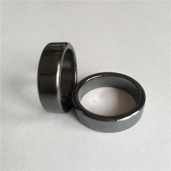 

ring flat hematite rings for women men jewelry 6mm non-magnetic black natural stone knuckels hand 6-12 size, Golden;silver