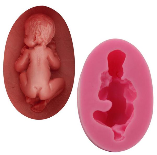 

3d sleeping baby doll silicone cake mold face down baby party fondant cake decorating tools cupcake chocolate