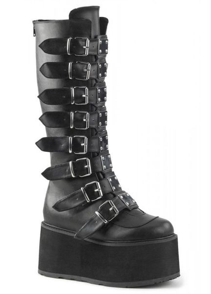 

dress shoes women's boots with buckle high heels and 40-43 thick soles, Black