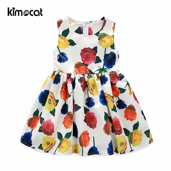 Kimocat vestido de natal bebê meninas roupas doces rosas delicadas princesa vestido sem mangas verão algodão bebê roupas q0716