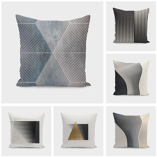 

grometic cushion cover for living room sofa cotton linen decorative kussenhoes comfortable soft throw housse de coussin