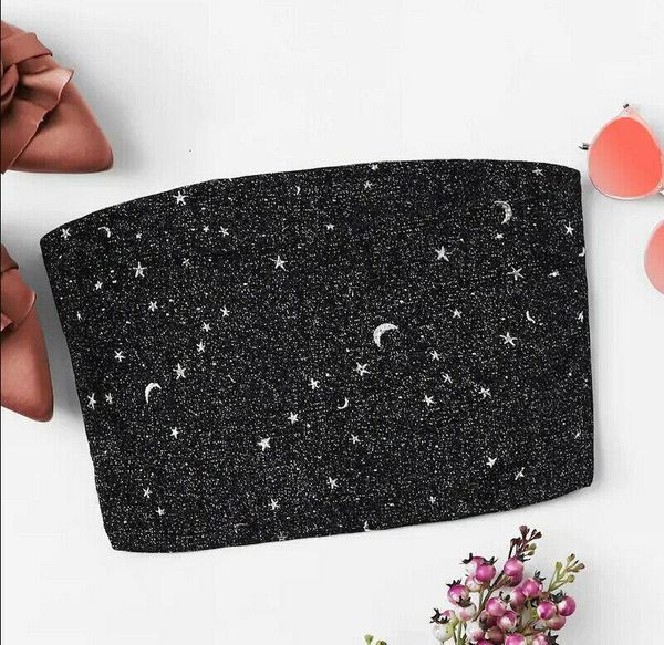 

2021 new summer tank women linen shiny star strapless bustier crop vest tube tank elastic t shirt bra, White