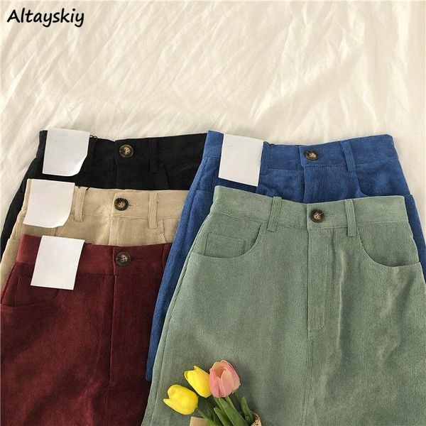 

skirts women corduroy solid slim simple mini spring all-match korean style 3 colors elegant college leisure mujer high quality, Black