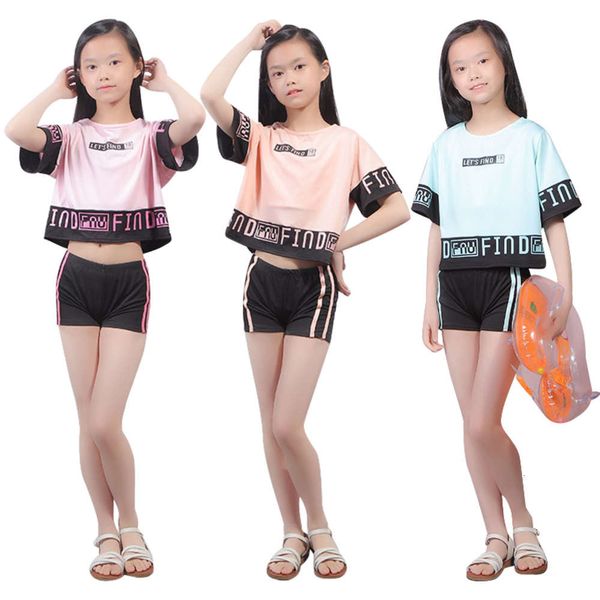 

children's split swimsuit sportswear girl's three piece vest, Blue