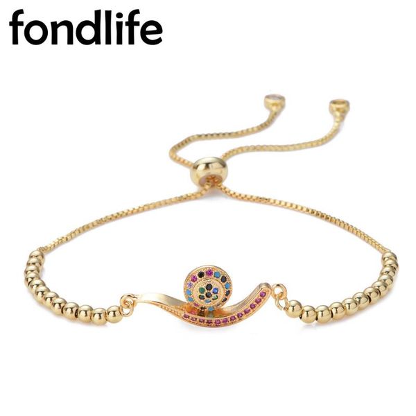 

charm bracelets multicolor rainbow cubic zirconia crystal snail bracelet lady women girl 2021 fashion copper beads cz pretty jewelry, Golden;silver