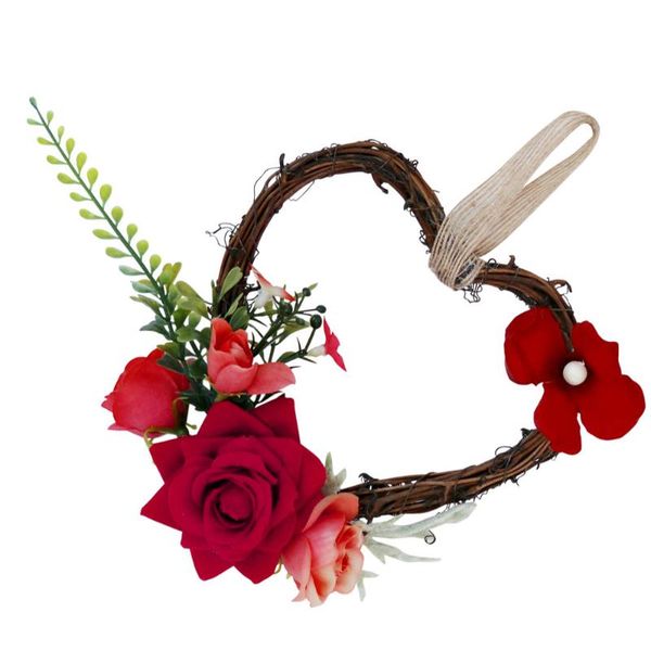 

1pc simulated rose heart wreath european door ornament wedding supplies