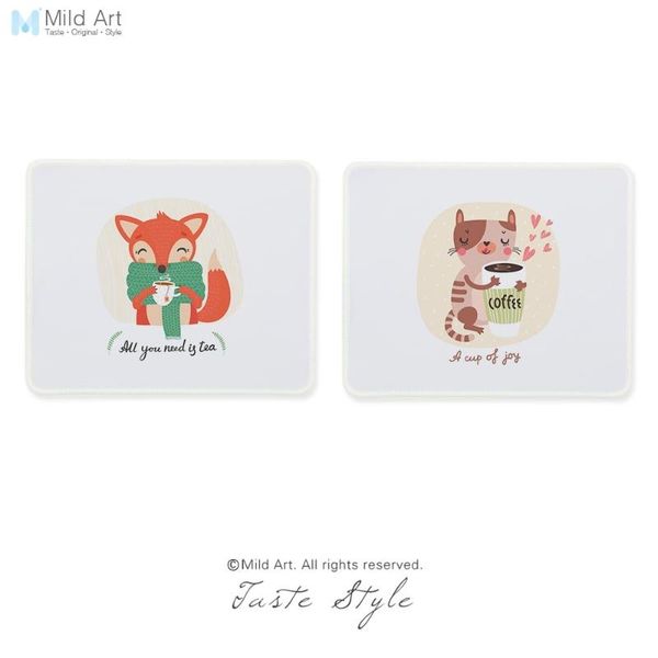 

mats & pads modern kawaii animals tea coffe cat red hearts print creative kids girl gift home gamer pc gaming computer mouse pad mat set