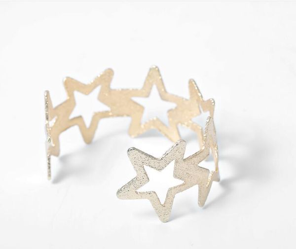 

bangle all-match explosive jewelry, retro simple hollow five-pointed star bracelet, fashionable metal jewelry, Black