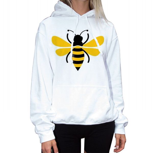 

2021 fall/winter bee print ladies pullover hoodie fashion loose and comfortable, Black