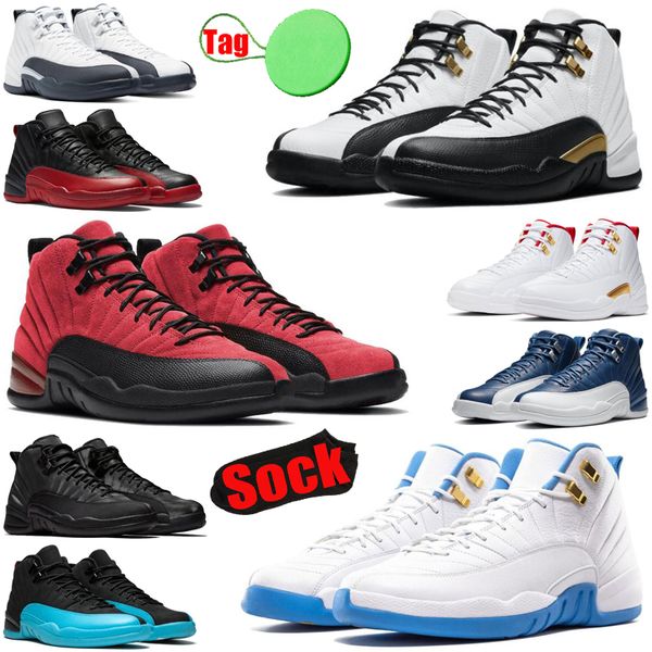 

with sock and tag 12 12s men basketball shoes utility twist playoffs dark concord reverse flu game royalty university blue white mensÂ traine
