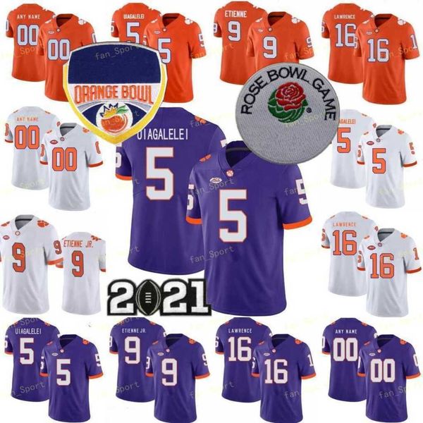 

2021 playoff clemson jersey ncaa college 16 trevor lawrence 7 chase brice 9 travis etienne jr. 5 tee higgins 8 justyn ross 3 amari rodgers, Black
