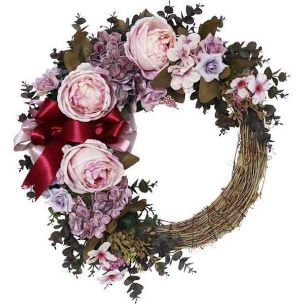 

novelty items artificial flower wreath peony - 18inch door spring round for front wedding home decor