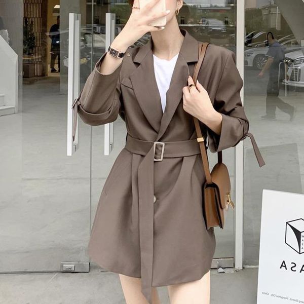 

women's suits & blazers [ewq] korea chic temperament solid color blazer women's autumn 2021 notched loose single breasted long slee, White;black