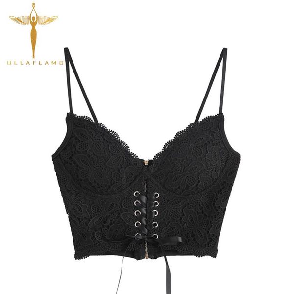 

women's tanks & camis tight-fitting lace corset sleeveless backless stretch ribbon cropped sling commuter temperament party woman, White