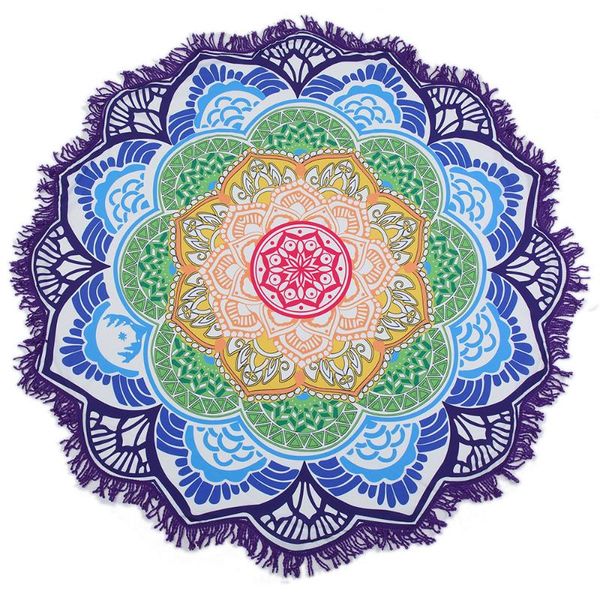 

outdoor pads portable beach towel hanging ball tassel round bath thin yoga mat lotus colorful easy taking blanket shawl