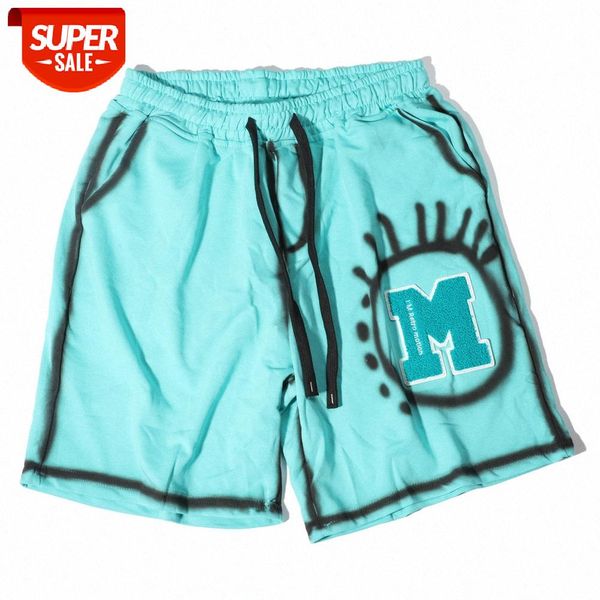 

letter printing inkjet graffiti shorts men's romantic sports sweat pants loose casual five-point #od6o, Black