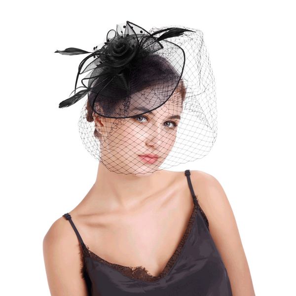 

modern hats est colorful mesh fascinator hats for church wedding party evening prom popular headband, White