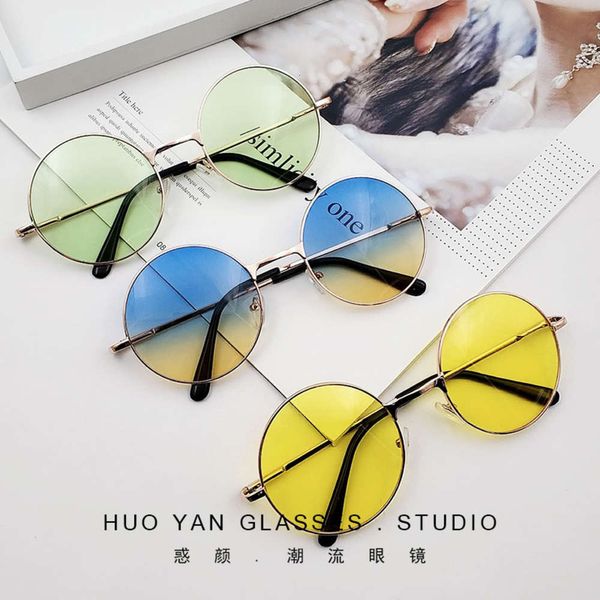 

cai xukun same personality small round frame color sunglasses men's and women's korean crown prince glasses, White;black