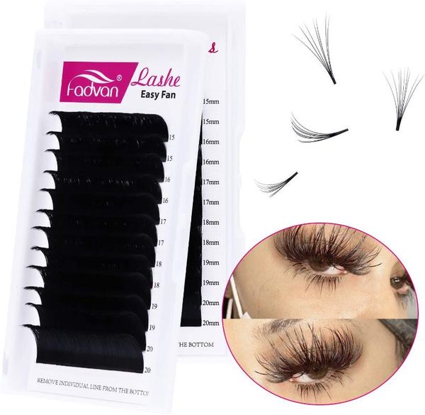 

false eyelashes fadvan easy fanning eyelash faux mink extension for professional eye lash building blooming 2d/4d/6d mix volume lashes