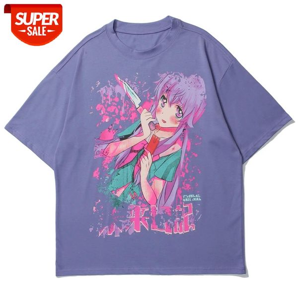 

Hip Hop T-Shirt Men Women Streetwear Anime Girl Killer Print Harajuku Tshirts 2021 Summer Cotton Loose Short Sleeve Shirts Black #7B0P, White;black