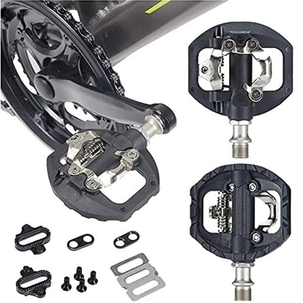 

bike pedals 2 in 1 flat mtb clip dual platform spd mountain for bicycle sealed bearing clipless with cleats