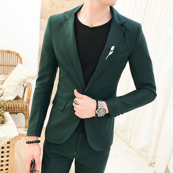 

green pink thin red men's suits groom's stage attire blue tuxedo smoke party dress uomo 2021 mf9j, White;black