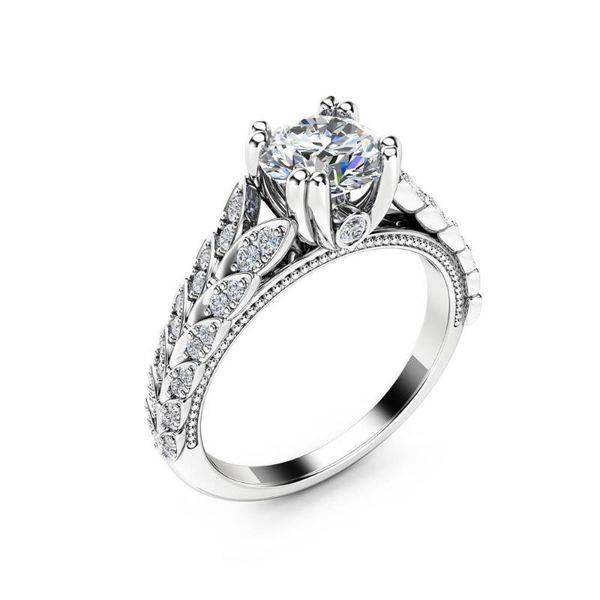 

wedding rings bamos luxury female full zircon finger ring silver color cz stone promise engagement for women, Slivery;golden