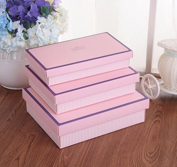 

gift wrap 24.3*13.5*4.5cm large pink exquisite socks packaging box and underwear cosmetic packing stripe with lid big