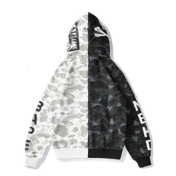 

b ape cartoon shark hoodie wholesale custom high street men sweater casual and comfortable women hoodie, Black