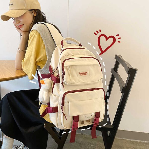 

schoolbag women's korean inschao brand large capacity multi-layer computer backpack