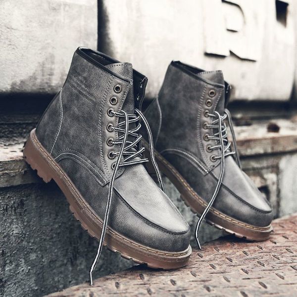 

dress shoes outono e inverno nova moda masculina plutÃ´nio rendas acima de alta parte superior plana fundo redondo cabeÃ§a casual martin botas, Black