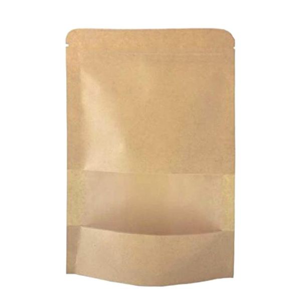 

kraft stand up bags pouches with notch and matte window, bag, 6.3x8.6 inches,5.7oz,pack of 50