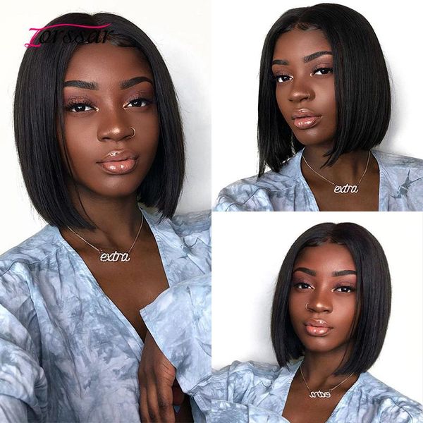 

lace wigs straight short bob wig front brazilian remy closure human hair for women with baby 180 densty, Black;brown