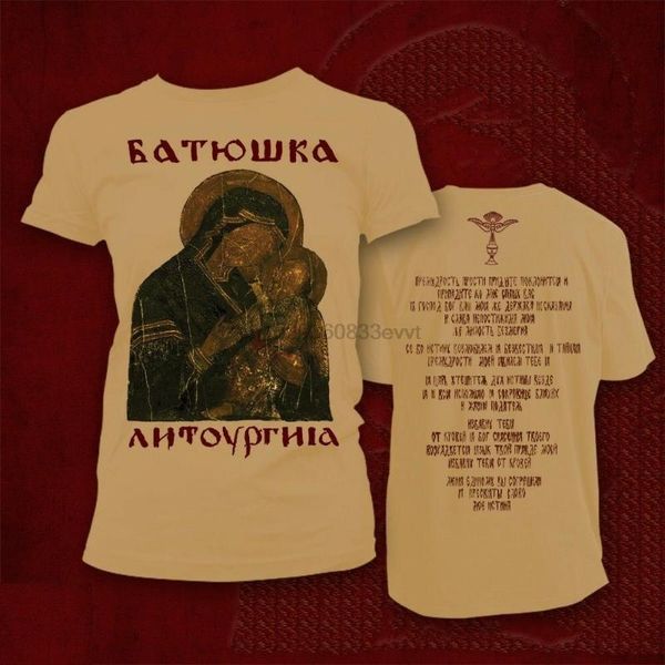 

men's t-shirts batushka authentic litourgiya gold mary black metal t-shirt s-5xl +patch, White;black