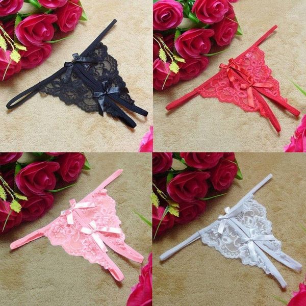 

g-string thongs lingerie women panties transparency bowknot featured strappy panty knickers intimates briefs dropship women's, Black;pink