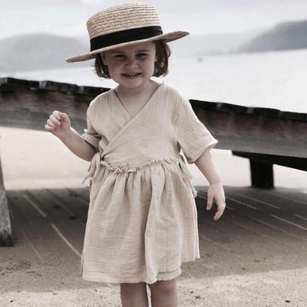 

2021 new summer casual cotton linse for short sleeve children girls es solid color kids clothes 57v1, Red;yellow