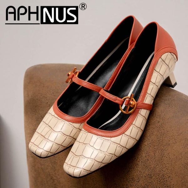 

dress shoes aphnus womens mary janes low mid heels pumps woman 2021 for women, Black