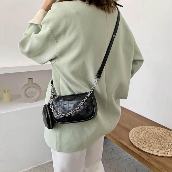 

shoulder bags fashion pu leather crossbody bag women pure color ladies chain messenger sling handbag purse