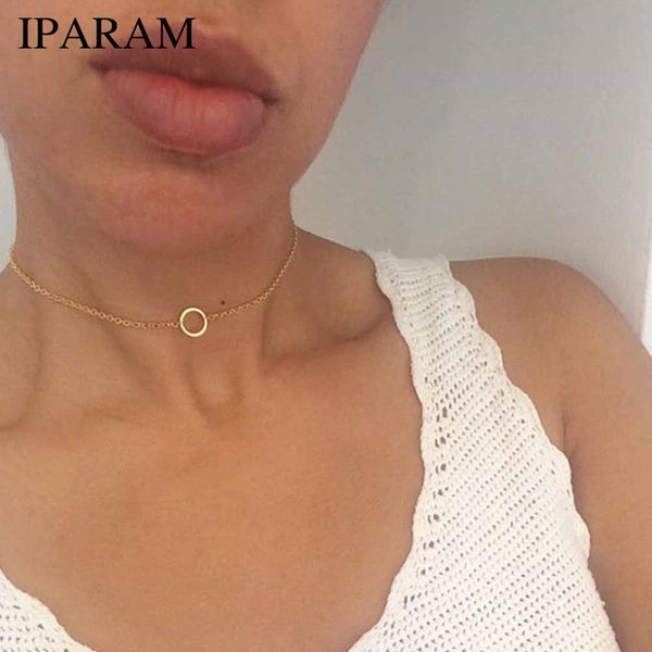 

iparam 2019 new fashion simple dainty gold choker karma necklace bohemian jewelry gifts for her j0312, Golden;silver