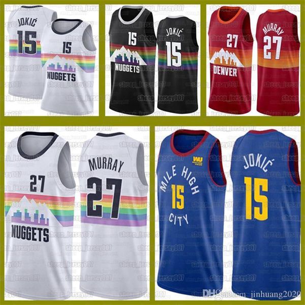 

new denver nuggets nikola jamal 27 murray jerseys lonzo 2 ball 15 jokic tracy 1 mcgrady pelicans basketball vince 15 carter, Black;red