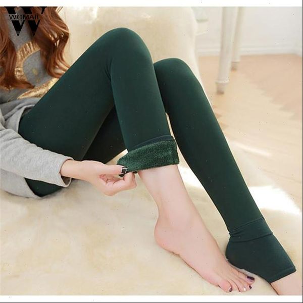 

nov18 amazing lady winter warm legging thickened winter super elastic fleece women leggings solid color drop shipping, Black