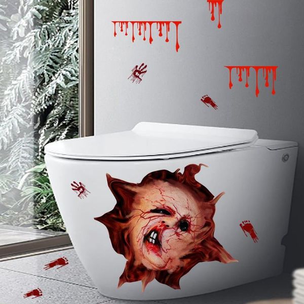 

party decoration wall sticker halloween horror human face blood handprint toilet creative zsz2997