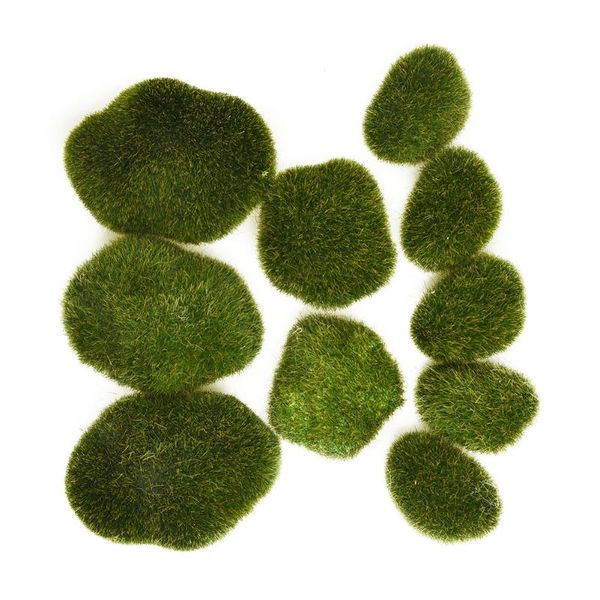 

artificial decorative moss stones - 8/10 pieces - decorative greenery moss green